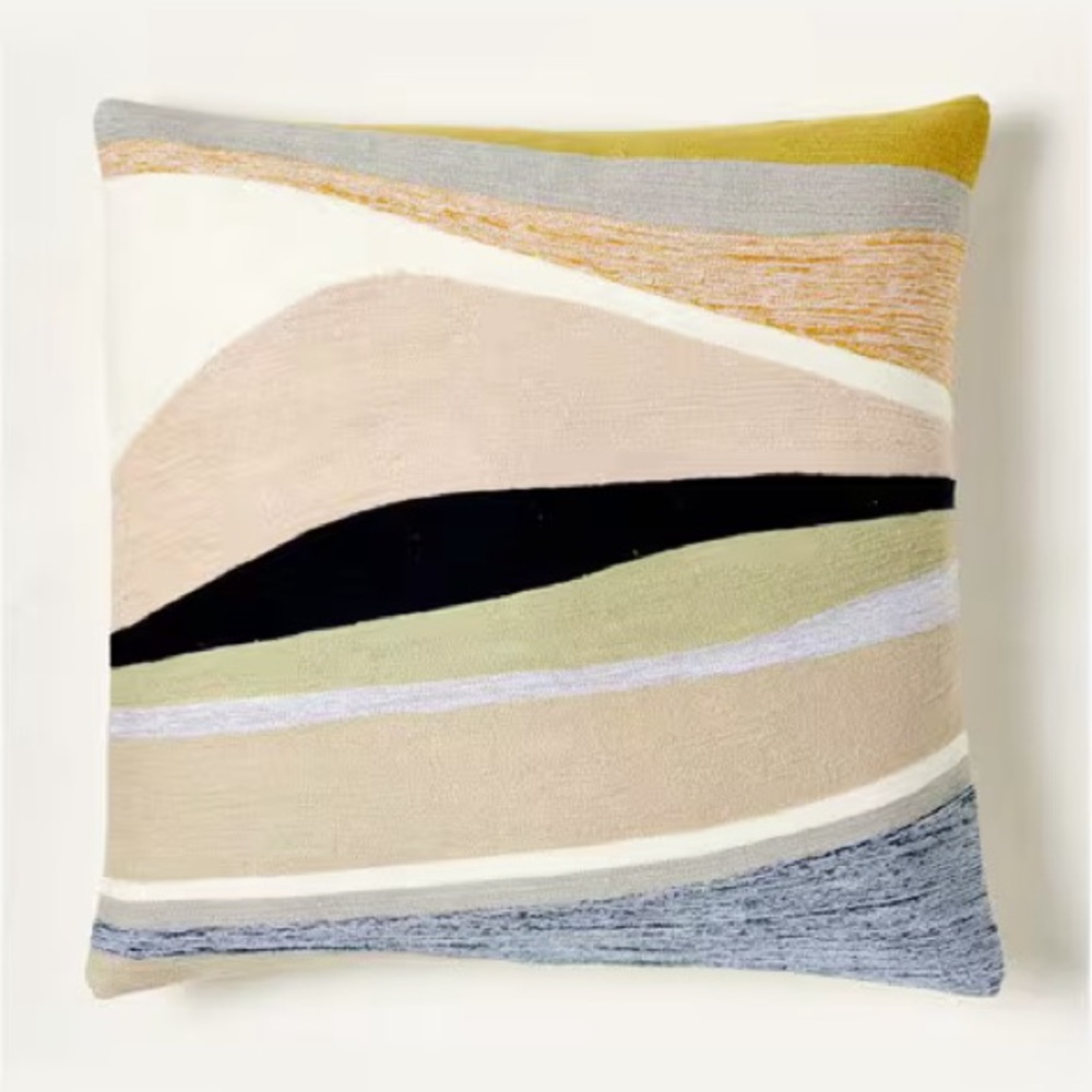 NWT WEST ELM Rising Tide Crewel Pillow